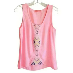 Lulumari Coral beaded semi fitted tank top size small